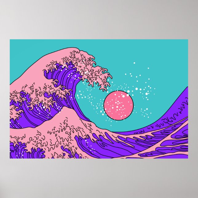 Great Wave in Vaporwave Pop Art Style. Ansicht auf Poster (Vorne)
