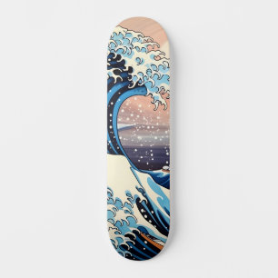 Great Wave inspiriert rosa Sakura Ästhetik Skateboard