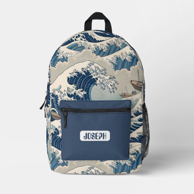 Great Wave Japanese Art Backpack Bedruckter Rucksack (Vorderseite)