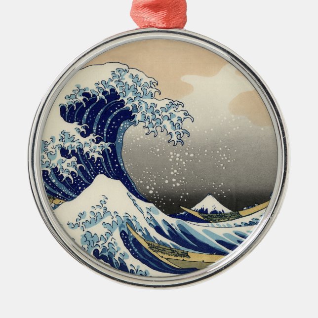 Great Wave Kanagawa japanisches Gemälde Ornament Aus Metall (Vorne)
