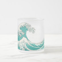 Great Wave mattierte Tasse aus Glas - grün