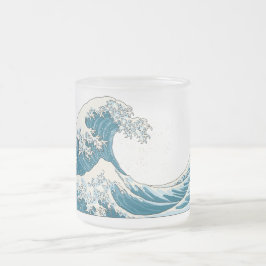 Great Wave mattierte Tasse aus Glas - hellblau