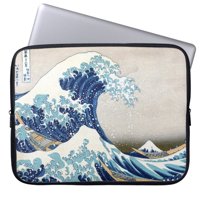 Great Wave Off Kanagawa Hokusai japanische Fine Ar Laptopschutzhülle (Vorderseite)