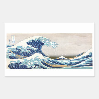 Great Wave Off Kanagawa Hokusai japanische Fine Ar Rechteckiger Aufkleber