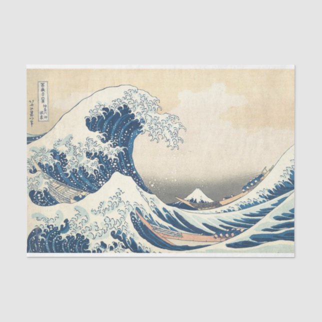 Great Wave off Kanagawa Japanisch Ukiyo-e Decoupag Seidenpapier (Vorderseite)