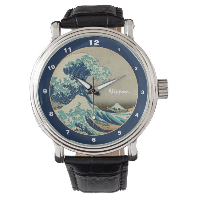 Great Wave off Kanagawa & japanische Kunst beobach Armbanduhr (Vorderseite)