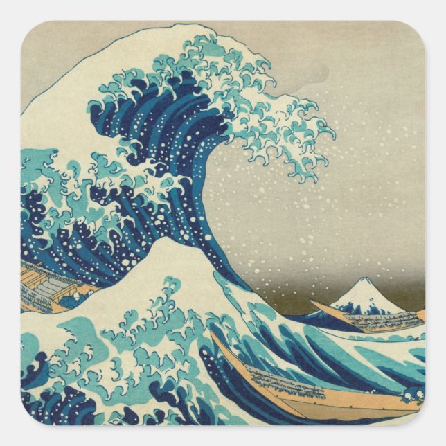 Great Wave Off Kanagawa & japanische Kunst /Japan Quadratischer Aufkleber (Vorderseite)