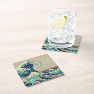 Great Wave Off Kanagawa & japanische Kunst /Japan Rechteckiger Pappuntersetzer