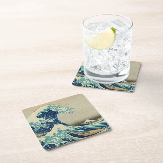 Great Wave Off Kanagawa & japanische Kunst /Japan Rechteckiger Pappuntersetzer (Vor Ort)
