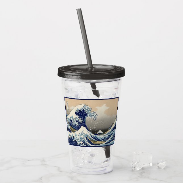 Great Wave Off Kanagawa & Mount Fuji Japan Sea Acryltrinkbecher (Vorderseite Ice)