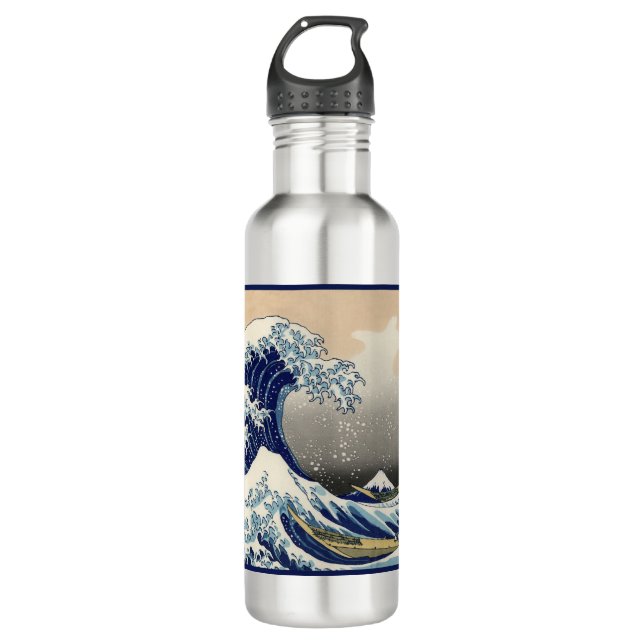 Great Wave Off Kanagawa & Mount Fuji Japan Sea Edelstahlflasche (Vorderseite)