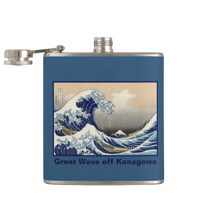 Great Wave Off Kanagawa & Mount Fuji Japan Sea Flachmann (Geöffnet)