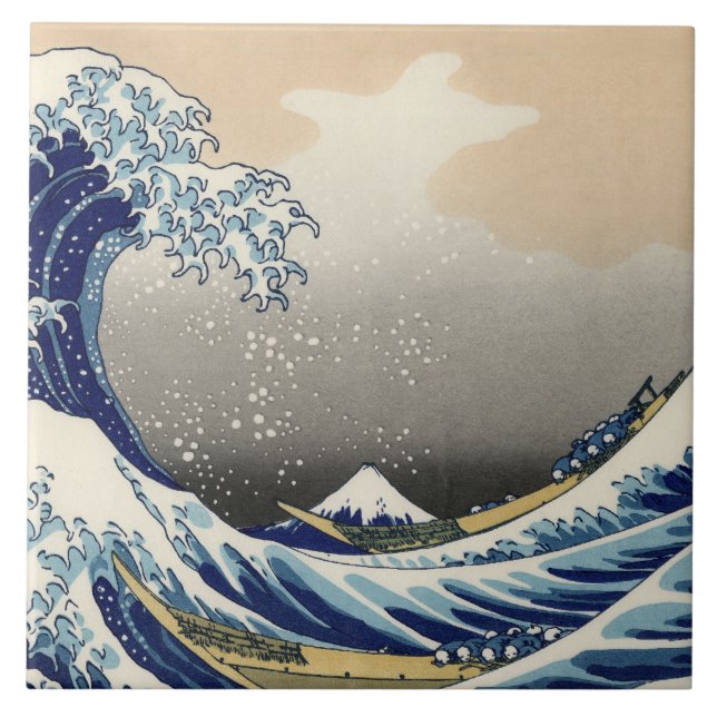 Great Wave Off Kanagawa & Mount Fuji Japan Sea Fliese (Vorderseite)
