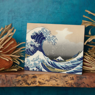 Great Wave Off Kanagawa & Mount Fuji Japan Sea Fotoplatte