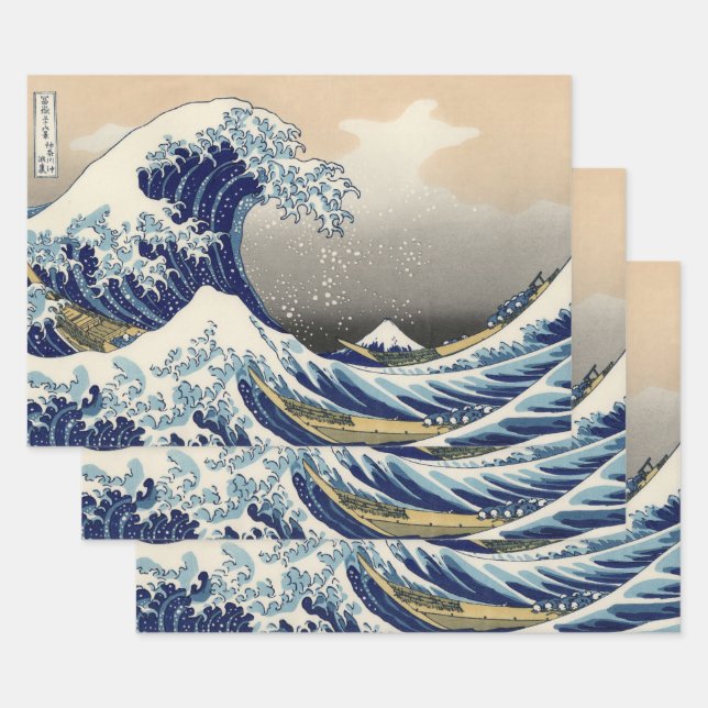 Great Wave Off Kanagawa & Mount Fuji Japan Sea Geschenkpapier Set (Set)