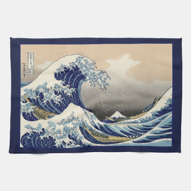 Great Wave Off Kanagawa & Mount Fuji Japan Sea Geschirrtuch (Horizontal)