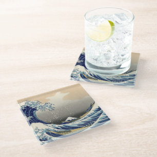 Great Wave Off Kanagawa & Mount Fuji Japan Sea Glasuntersetzer