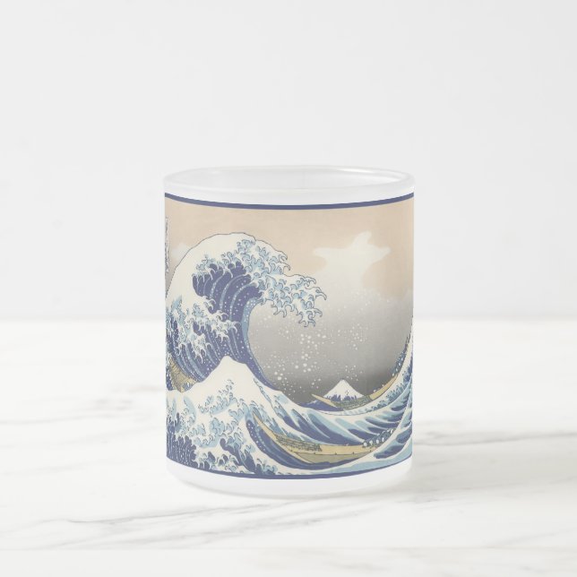 Great Wave Off Kanagawa & Mount Fuji Japan Sea Mattglastasse (Mittel)