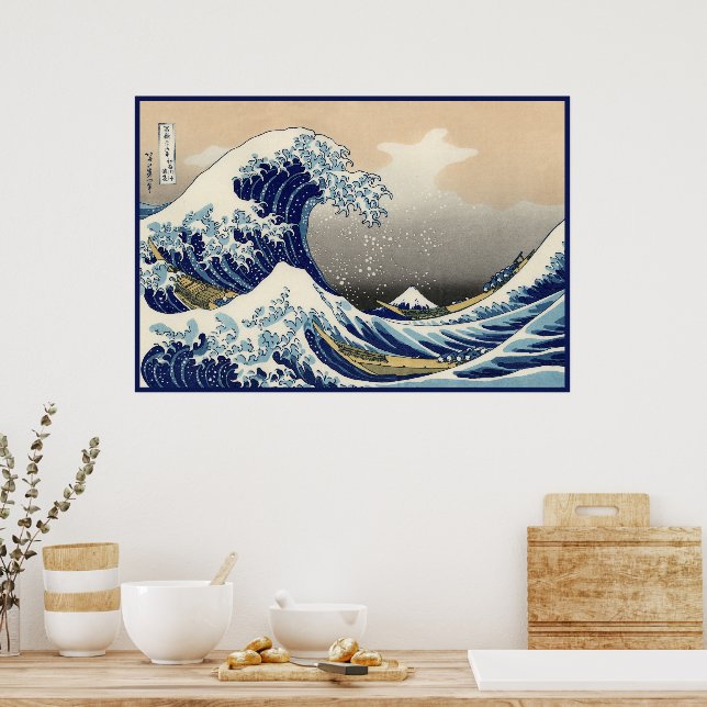 Great Wave off Kanagawa & Mount Fuji Japan Sea Poster (Küche)