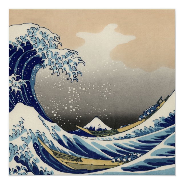 Great Wave Off Kanagawa & Mount Fuji Japan Sea Poster (Vorderseite)