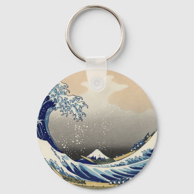 Great Wave Off Kanagawa & Mount Fuji Japan Sea Schlüsselanhänger (Vorderseite)