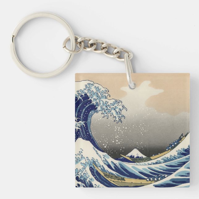 Great Wave Off Kanagawa & Mount Fuji Japan Sea Schlüsselanhänger (Vorderseite)