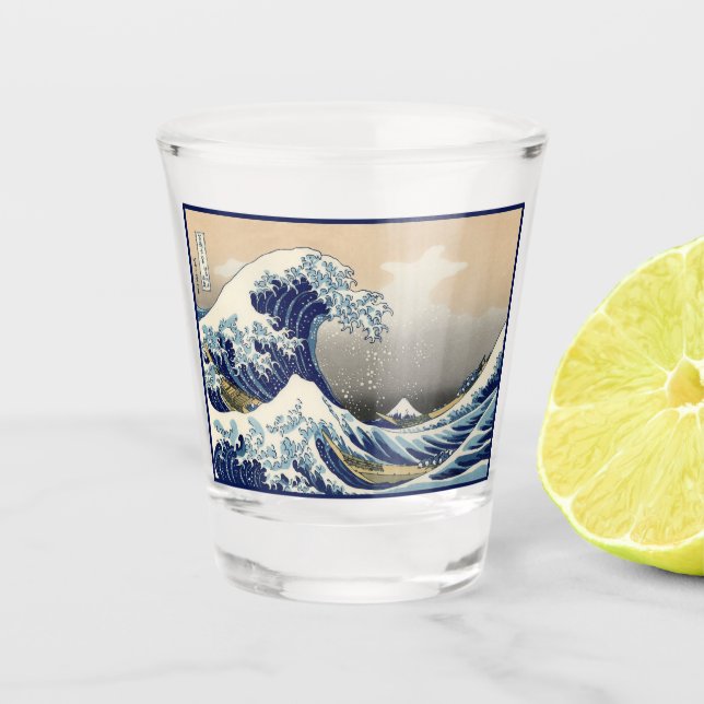 Great Wave Off Kanagawa & Mount Fuji Japan Sea Schnapsglas (Vorderseite)
