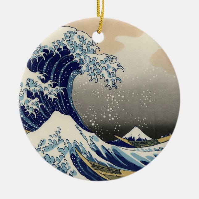 Great Wave Off Kanagawa Orientale Kunstkunst Keramikornament (Vorne)