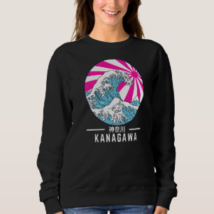 Great Wave Off Kanagawa Vaporwave Glitch Ästhetik Sweatshirt