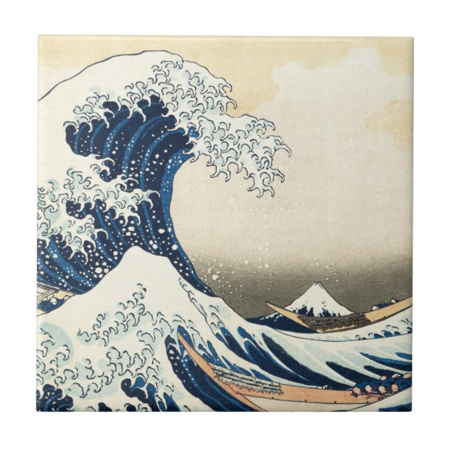 Great Wave Off Kanagawa von Hokusai japanische Kun Fliese (Vorderseite)