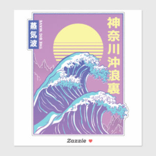 Great Wave Vaporwave Kanagawa Aufkleber