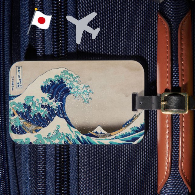 "Great Wave" Vintage japanische Art Hokusai Elegan Gepäckanhänger (Hokusai's "Great Wave" makes an original + stylish luggage tag. Vintage Japanese art for your bags!)