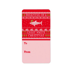Great White Christmas Ugly Sweater Gift Labels Adressaufkleber
