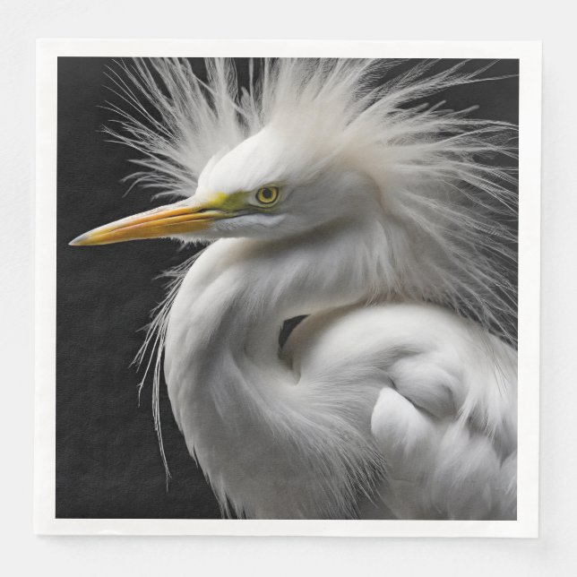 Great White Egret Portrait Serviette (Vorderseite)