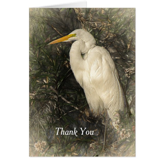 Great White Egret Water Bird Digitale Kunstmalerei (Vorne)