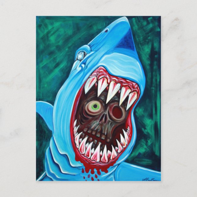 Great White Gharopper - Shark VS Zombie Postkarte (Vorderseite)