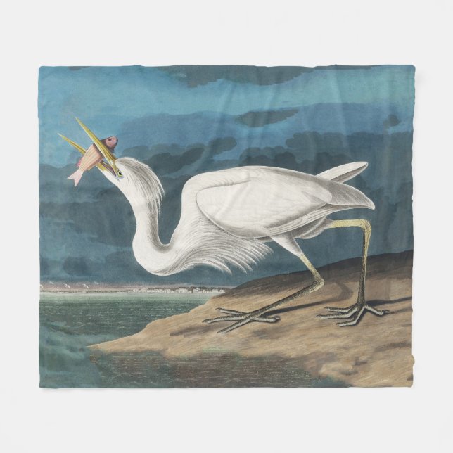 Great White Heron Audubon Bird Wildlife Painting Fleecedecke (Vorderseite (Horizontal))