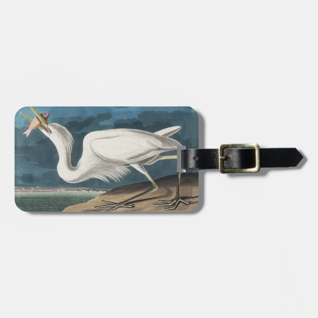 Great White Heron Audubon Bird Wildlife Painting Gepäckanhänger (Vorderseite horizontal)