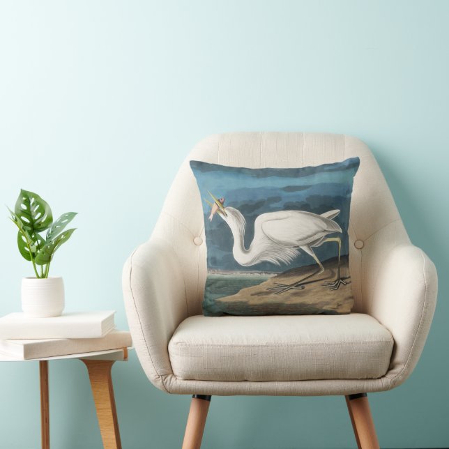 Great White Heron Audubon Bird Wildlife Painting Kissen (Stuhl )