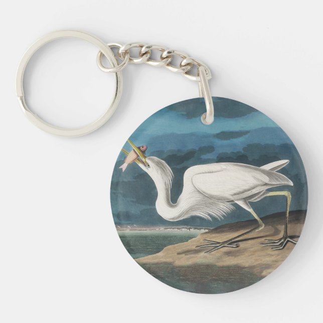 Great White Heron Audubon Bird Wildlife Painting Schlüsselanhänger (Vorderseite)