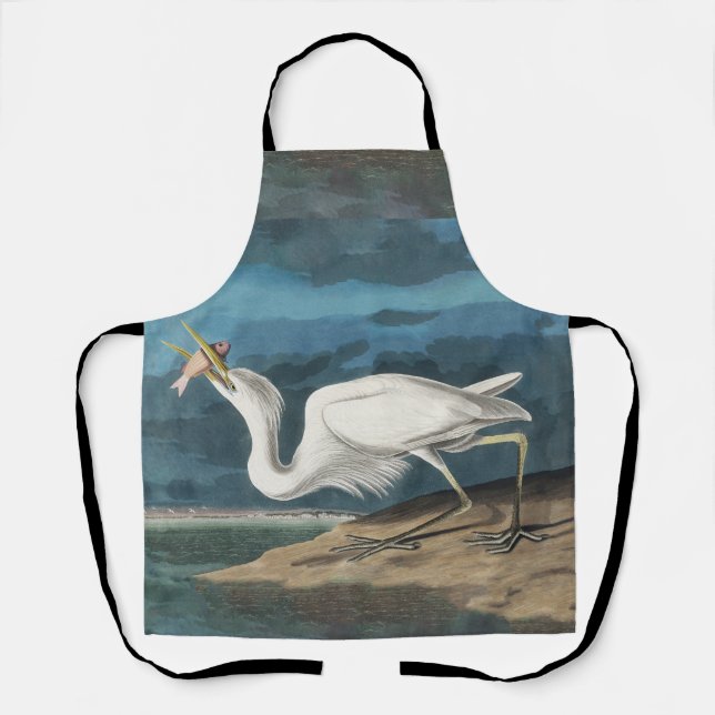 Great White Heron Audubon Bird Wildlife Painting Schürze (Vorderseite)