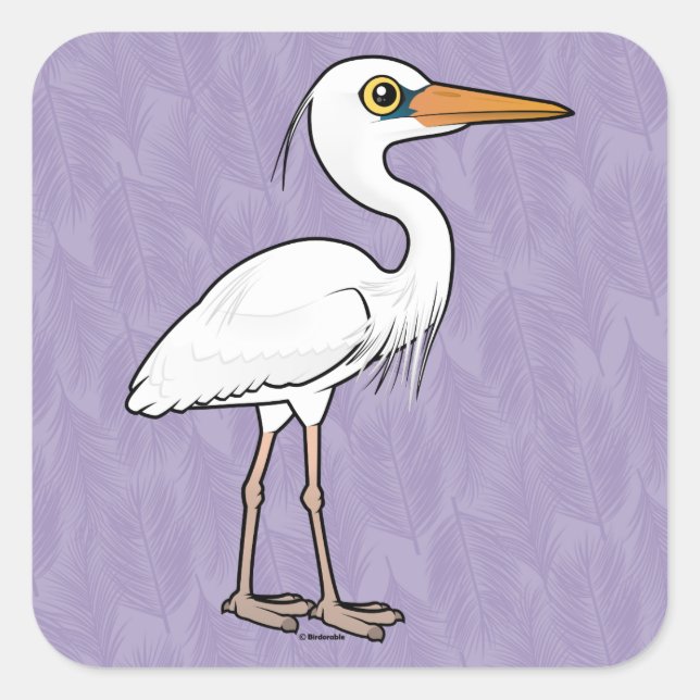 Great White Heron Quadratischer Aufkleber (Vorderseite)