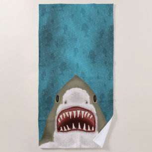 Great White Shark Attack Funny Fish Head Ocean Strandtuch