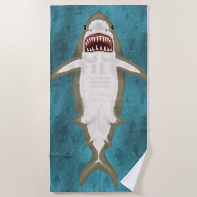 Great White Shark Attack Funny Fish Novelsea Strandtuch (Vorderseite)
