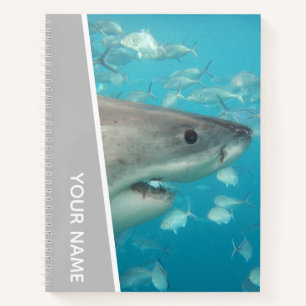 Great White Shark Australia Ocean Theme, Silver Notizbuch
