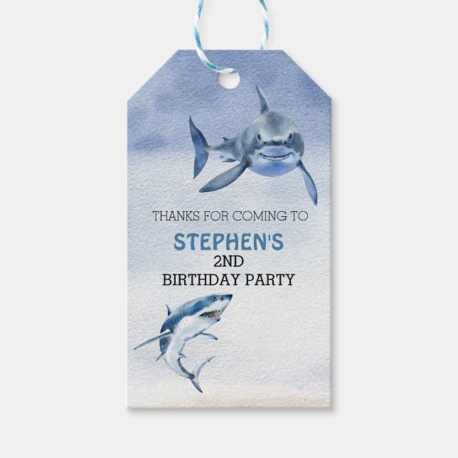 Great White Shark Birthday Gefallen Vielen Dank Geschenkanhänger (Vorderseite)
