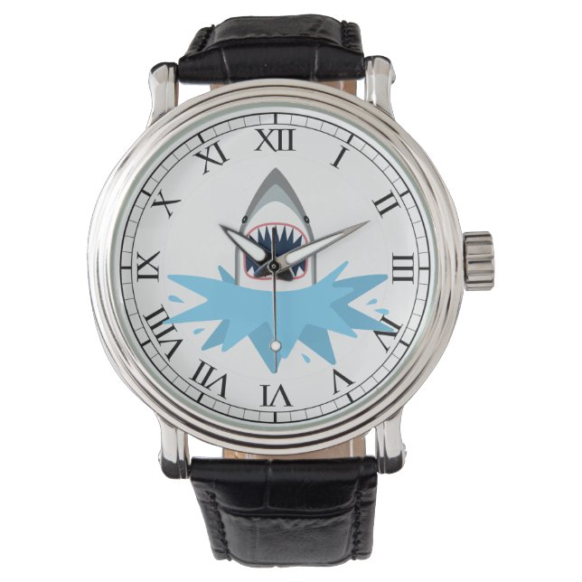 Great White Shark Cartoon Armbanduhr (Vorderseite)