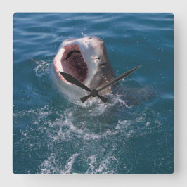 Great White Shark Clock Quadratische Wanduhr