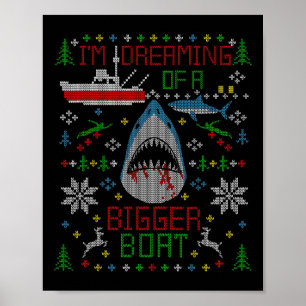 Great White Shark Fishing Ugg Christmas Sweater P Poster