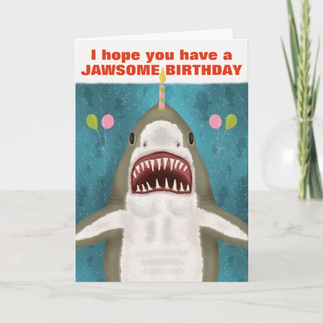 Great White Shark Funny Jawsome Birthday Pub Spaß Karte (Vorderseite)